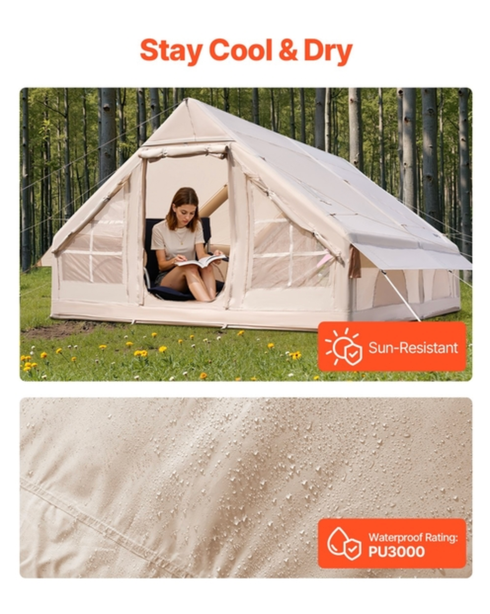 Uppblåsbara tält för camping, 5-8 personers lättmonterat tält