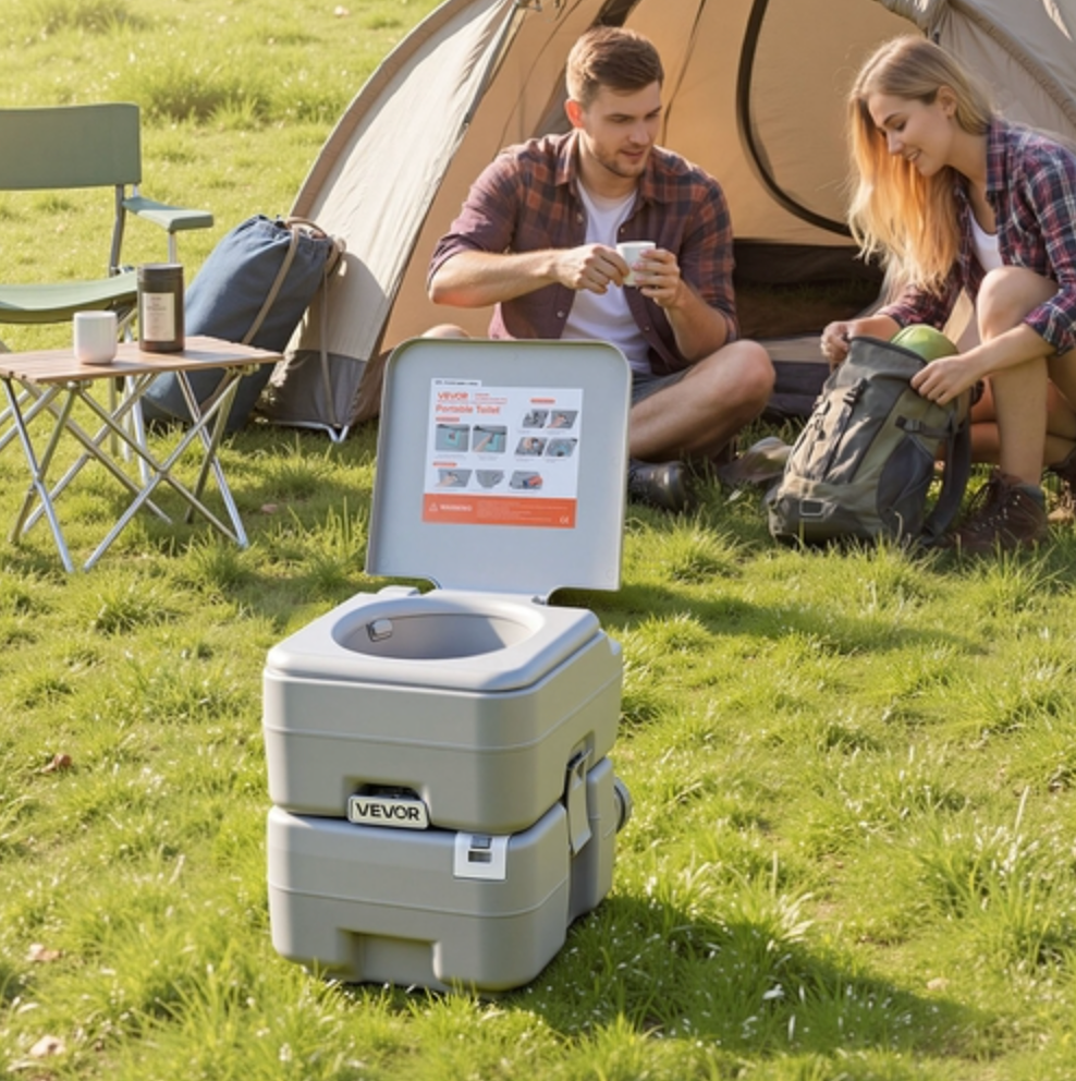 Bärbar toalett, 20 liters avtagbar avfallstank, 120 spolningar, camping