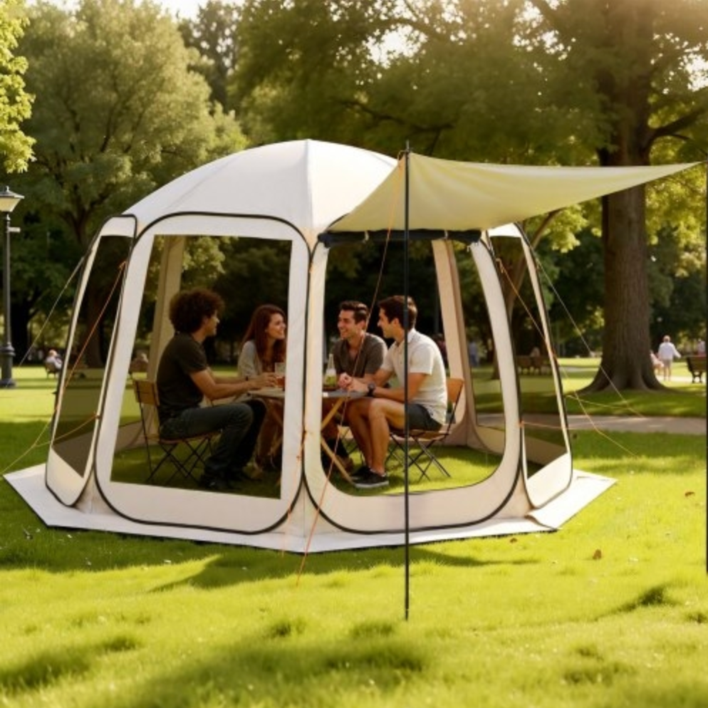 Skärmhustält, 3660 x 3380 x 2300 mm, popup-skärm för 10-12 personer