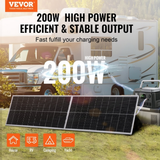 200W monokristallin solpanelsats, 2 st monokristallin solpanel
