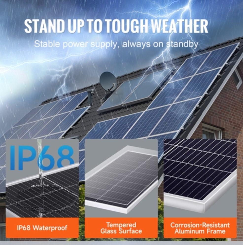 200W monokristallin solpanelsats, 2 st monokristallin solpanel