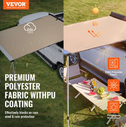 Car awning, large 12.5 x 17.5 m shade-covering vehicle awning,