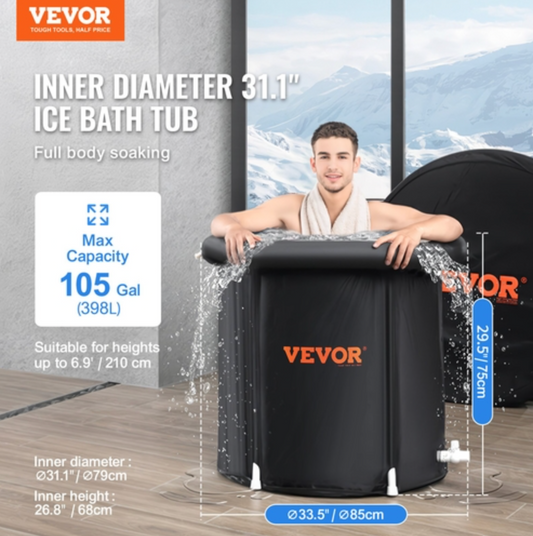 Ice Bath, 85 cm Cold Water Therapy Tub for Athletes,