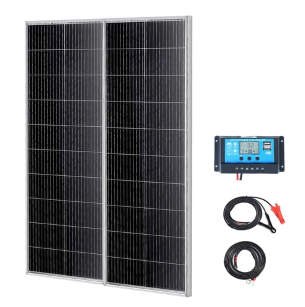 200W monokristallin solpanelsats, 2 st monokristallin solpanel