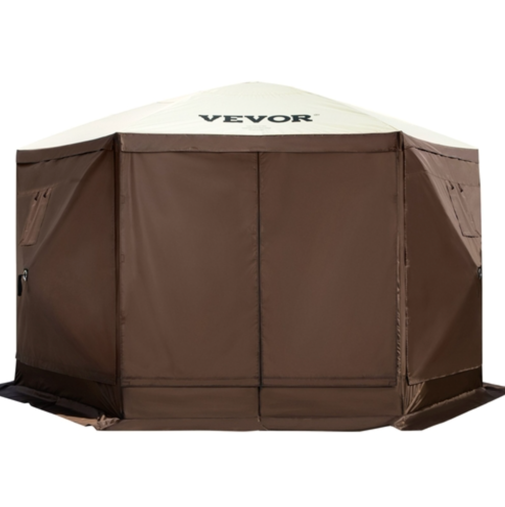 Paviljongtält med skärm, 3 x 3 fot, 6-sidigt uppfällbart campingtak